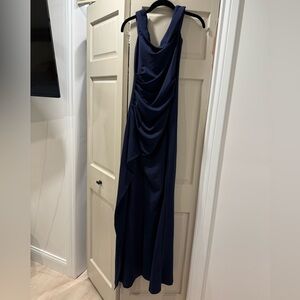 Navy Blue Sleeveless Cowl Neck Maxi Gown